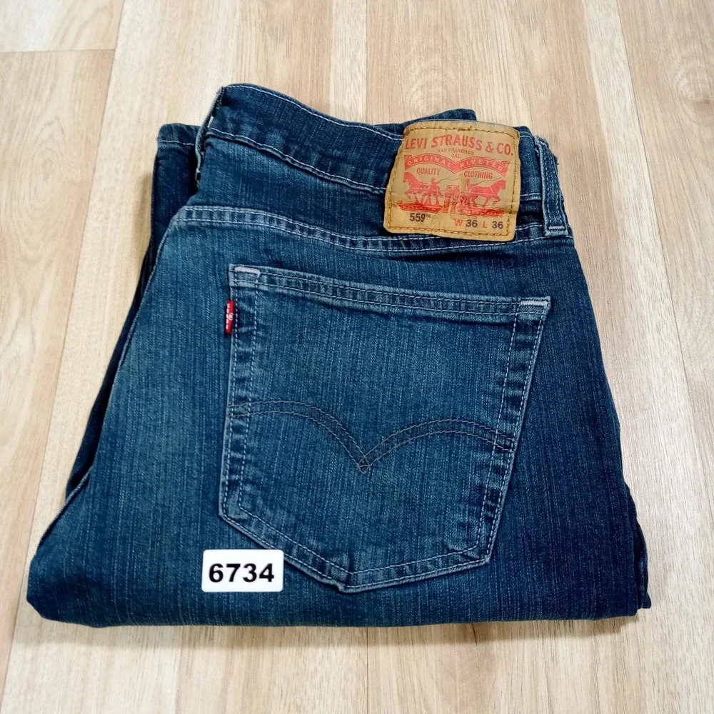 Levi Strauss & Co 559 Jeans Mens‎ W36 L36 Dark Wash Straight Fit Denim Pants
